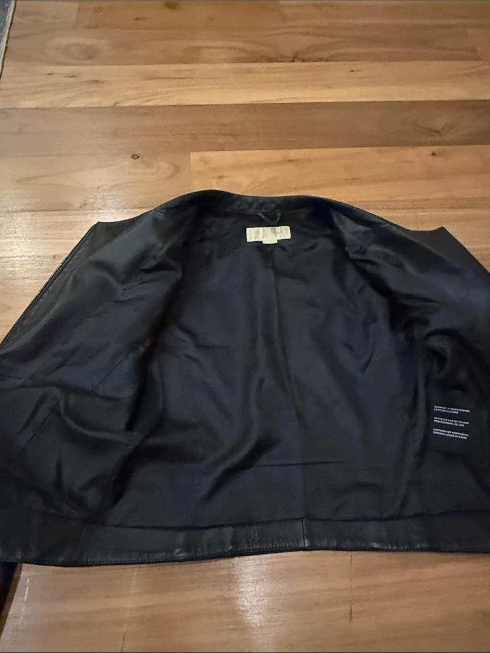 Michael Kors Black Leather Moto Jacket with Quilted Shoulder Detail